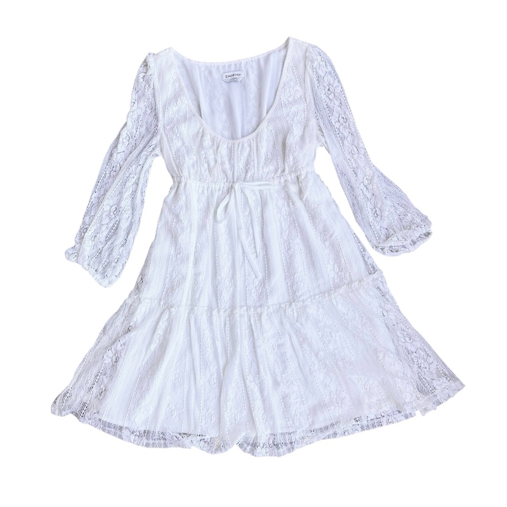 bebe White Lacy Babydoll cottage core dress
